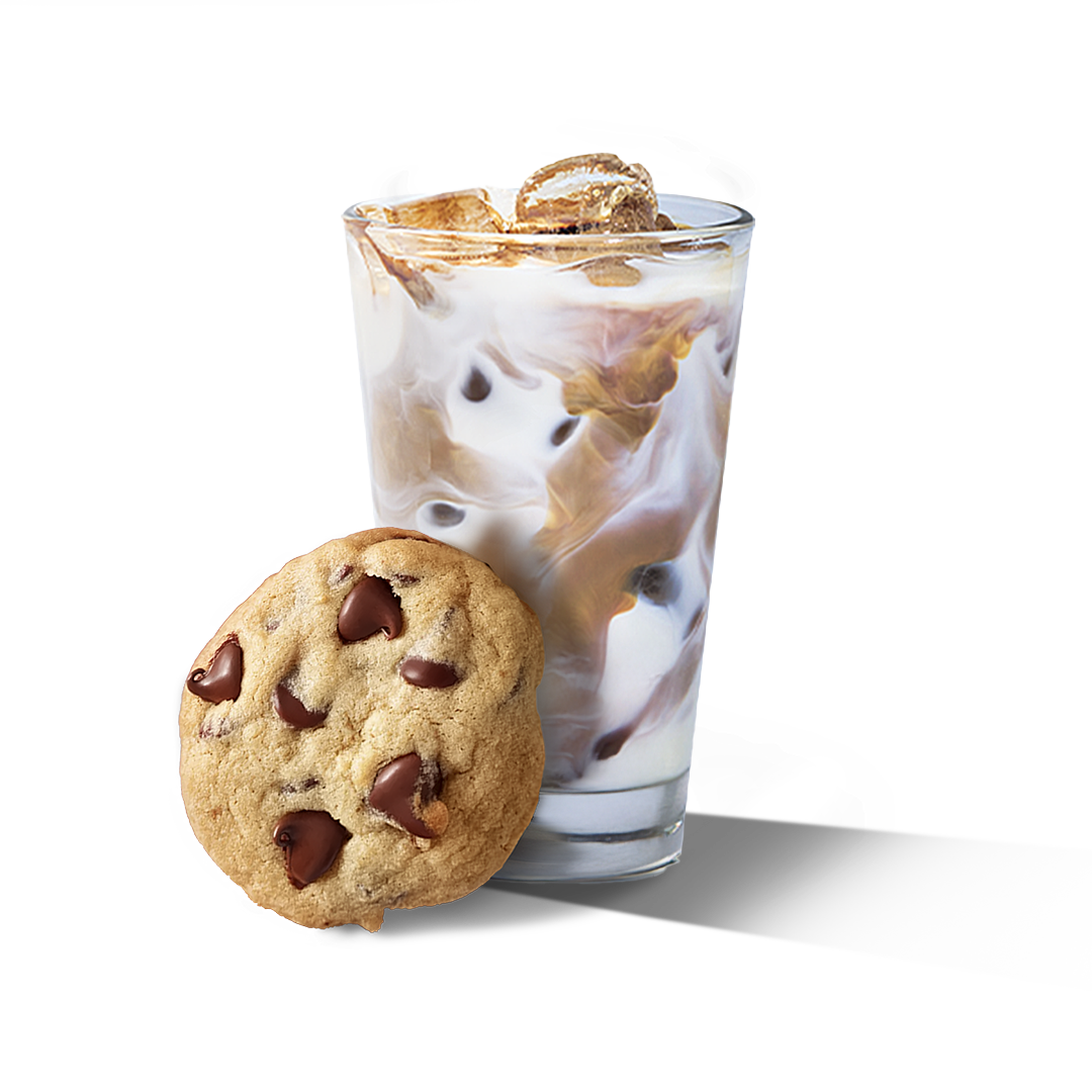 The tempting iced latte with the taste of chocolate cookies